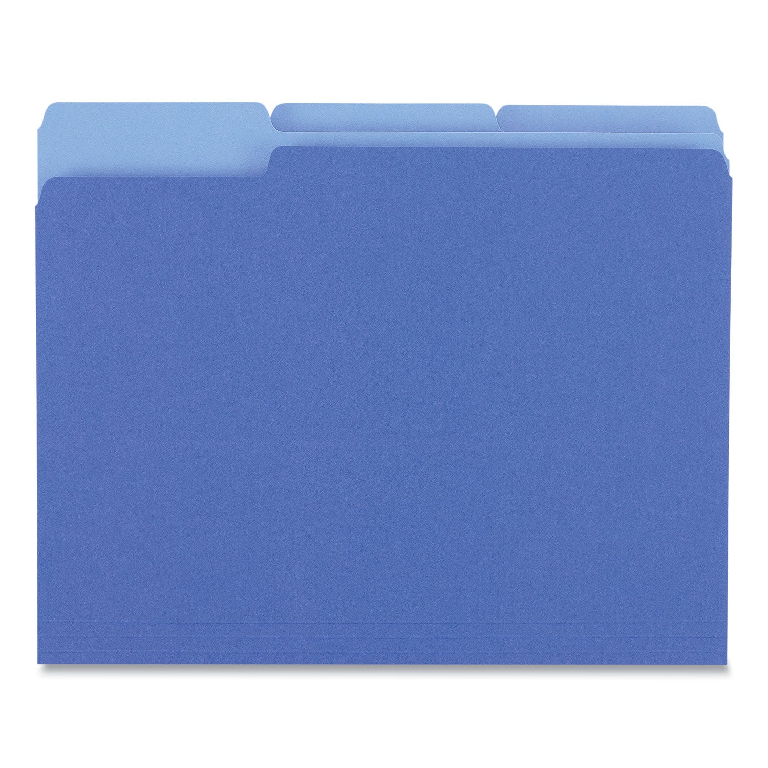 Universal Deluxe Colored Top Tab File Folders, 1/3-Cut Tabs: Assorted, Letter Size, Blue/Light Blue, 100/Box (10501)