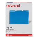 Universal Deluxe Colored Top Tab File Folders, 1/3-Cut Tabs: Assorted, Letter Size, Blue/Light Blue, 100/Box (10501)