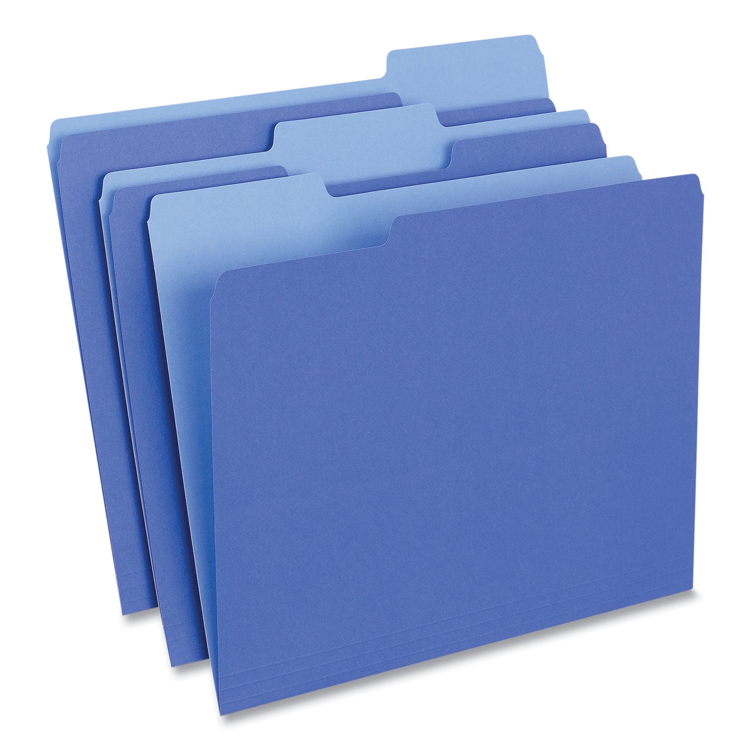 Universal Deluxe Colored Top Tab File Folders, 1/3-Cut Tabs: Assorted, Letter Size, Blue/Light Blue, 100/Box (10501)