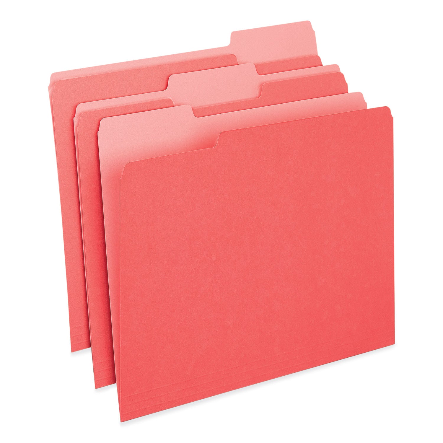 Universal Deluxe Colored Top Tab File Folders, 1/3-Cut Tabs: Assorted, Letter Size, Red/Light Red, 100/Box (10503)