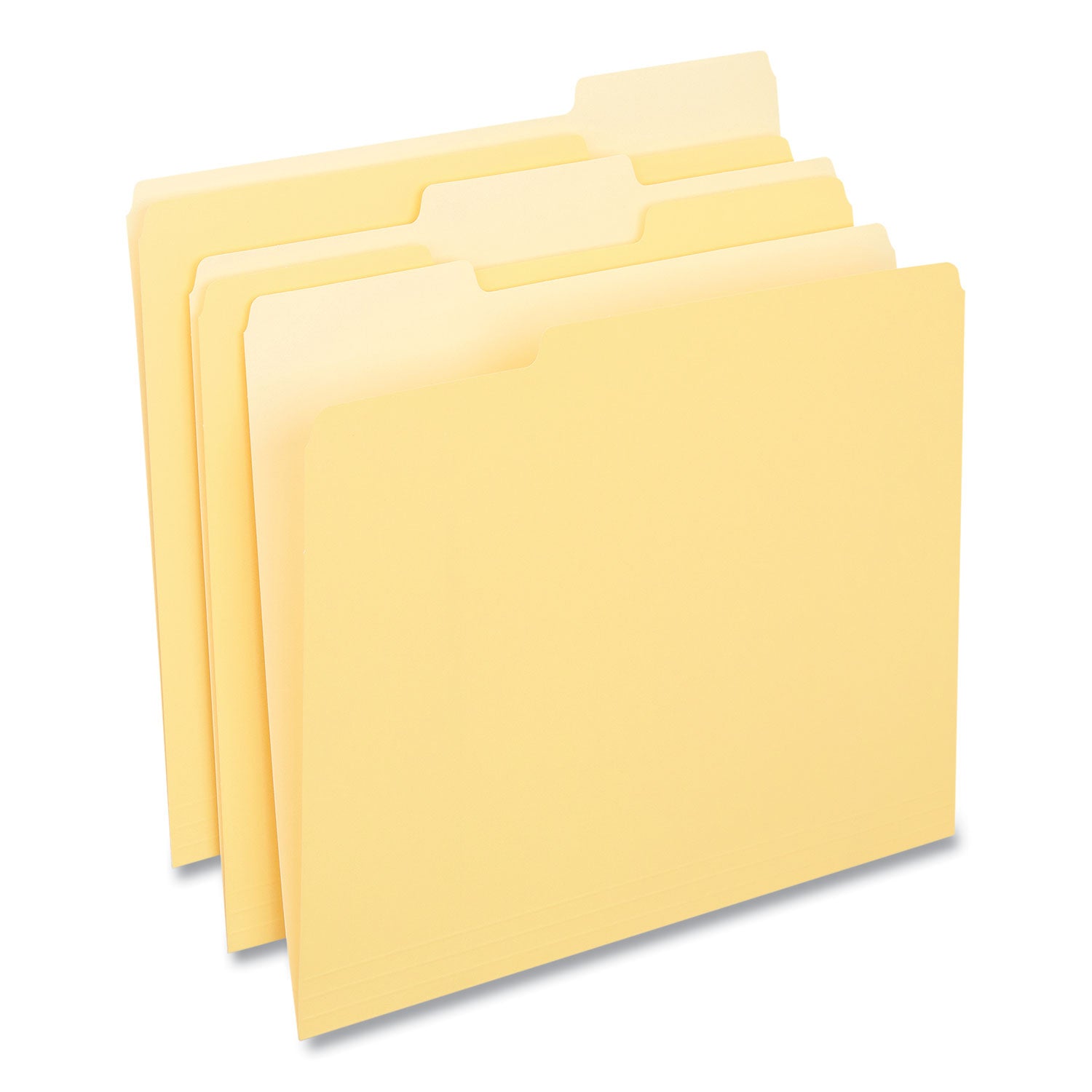 Universal Deluxe Colored Top Tab File Folders, 1/3-Cut Tabs: Assorted, Letter Size, Yellow/Light Yellow, 100/Box (10504)