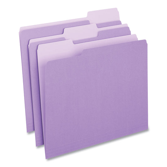 Universal Deluxe Colored Top Tab File Folders, 1/3-Cut Tabs: Assorted, Letter Size, Violet/Light Violet, 100/Box (10505)