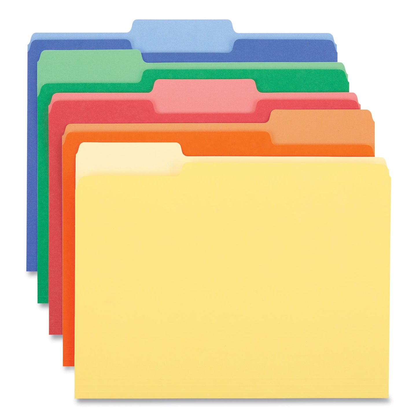 Universal Deluxe Colored Top Tab File Folders, 1/3-Cut Tabs: Assorted, Letter Size, Assorted Colors, 100/Box (10506)