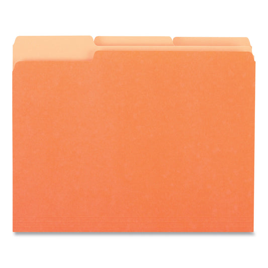 Universal Deluxe Colored Top Tab File Folders, 1/3-Cut Tabs: Assorted, Letter Size, Orange/Light Orange, 100/Box (10507)