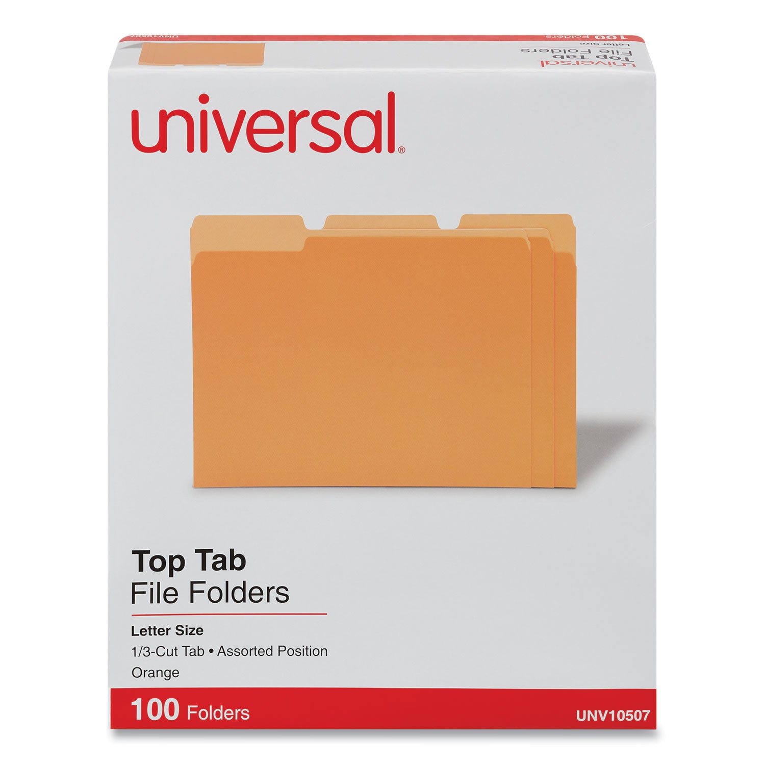 Universal Deluxe Colored Top Tab File Folders, 1/3-Cut Tabs: Assorted, Letter Size, Orange/Light Orange, 100/Box (10507)