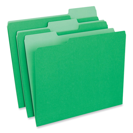 Universal Interior File Folders, 1/3-Cut Tabs: Assorted, Letter Size, 11-pt Stock, Green, 100/Box (12302)