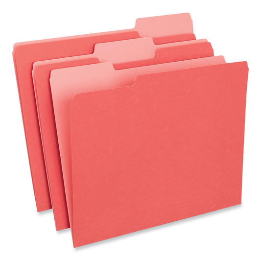 Universal Interior File Folders, 1/3-Cut Tabs: Assorted, Letter Size, 11-pt Stock, Red, 100/Box (12303)