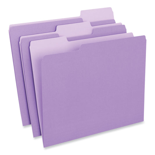 Universal Interior File Folders, 1/3-Cut Tabs: Assorted, Letter Size, 11-pt Stock, Violet, 100/Box (12305)