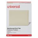 Universal Reinforced End Tab Fastener Folders, 0.75" Expansion, 2 Fasteners, Letter Size, Manila Exterior, 50/Box (13120)
