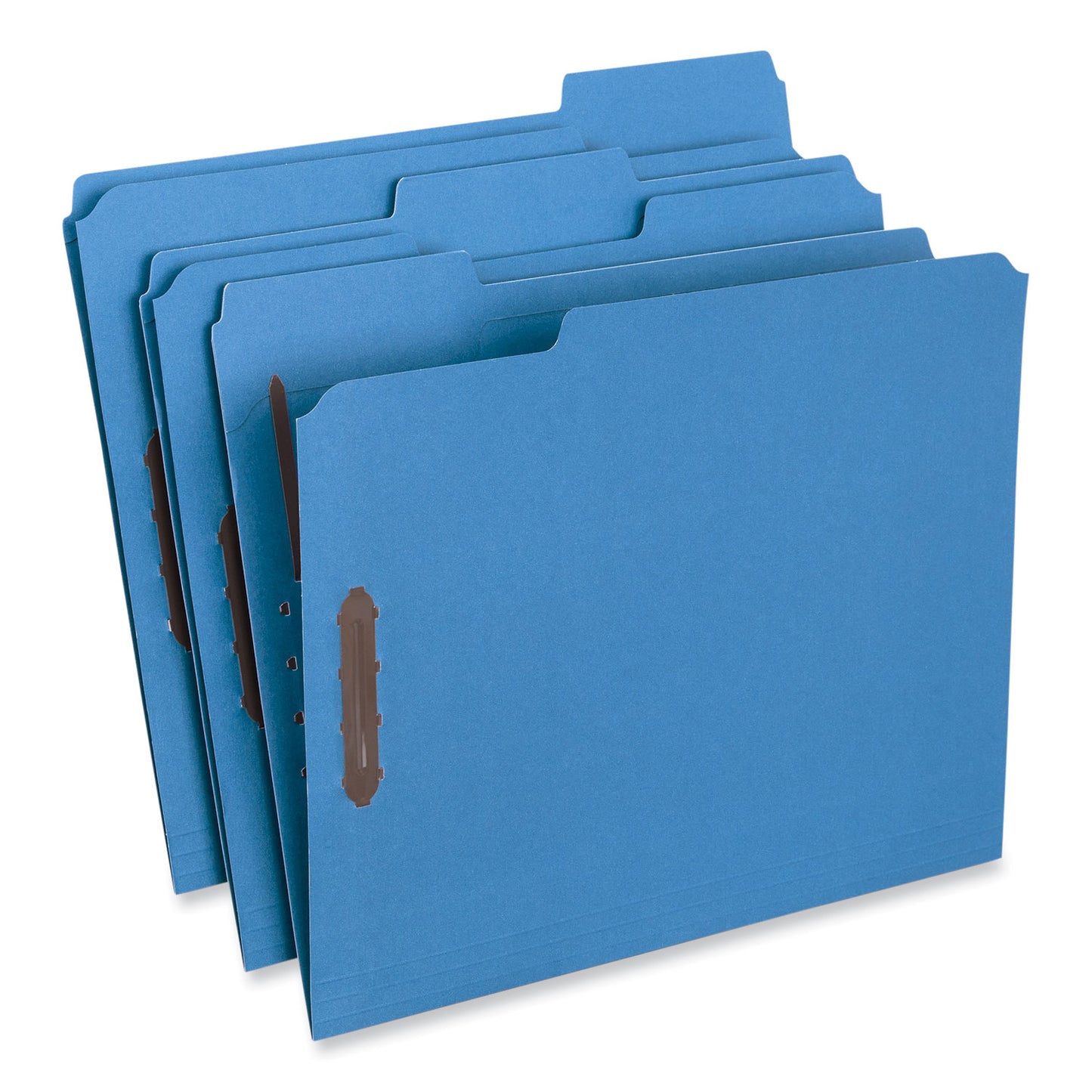 Universal Deluxe Reinforced Top Tab Fastener Folders, 0.75" Expansion, 2 Fasteners, Letter Size, Blue Exterior, 50/Box (13521)
