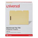 Universal Deluxe Reinforced Top Tab Fastener Folders, 0.75" Expansion, 2 Fasteners, Letter Size, Yellow Exterior, 50/Box (13524)