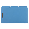 Universal Deluxe Reinforced Top Tab Fastener Folders, 0.75" Expansion, 2 Fasteners, Legal Size, Blue Exterior, 50/Box (13525)