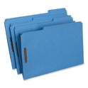 Universal Deluxe Reinforced Top Tab Fastener Folders, 0.75" Expansion, 2 Fasteners, Legal Size, Blue Exterior, 50/Box (13525)