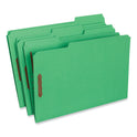 Universal Deluxe Reinforced Top Tab Fastener Folders, 0.75" Expansion, 2 Fasteners, Legal Size, Green Exterior, 50/Box (13526)