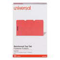 Universal Deluxe Reinforced Top Tab Fastener Folders, 0.75" Expansion, 2 Fasteners, Legal Size, Red Exterior, 50/Box (13527)