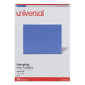 Universal Deluxe Bright Color Hanging File Folders, Letter Size, 1/5-Cut Tabs, Blue, 25/Box (14116)