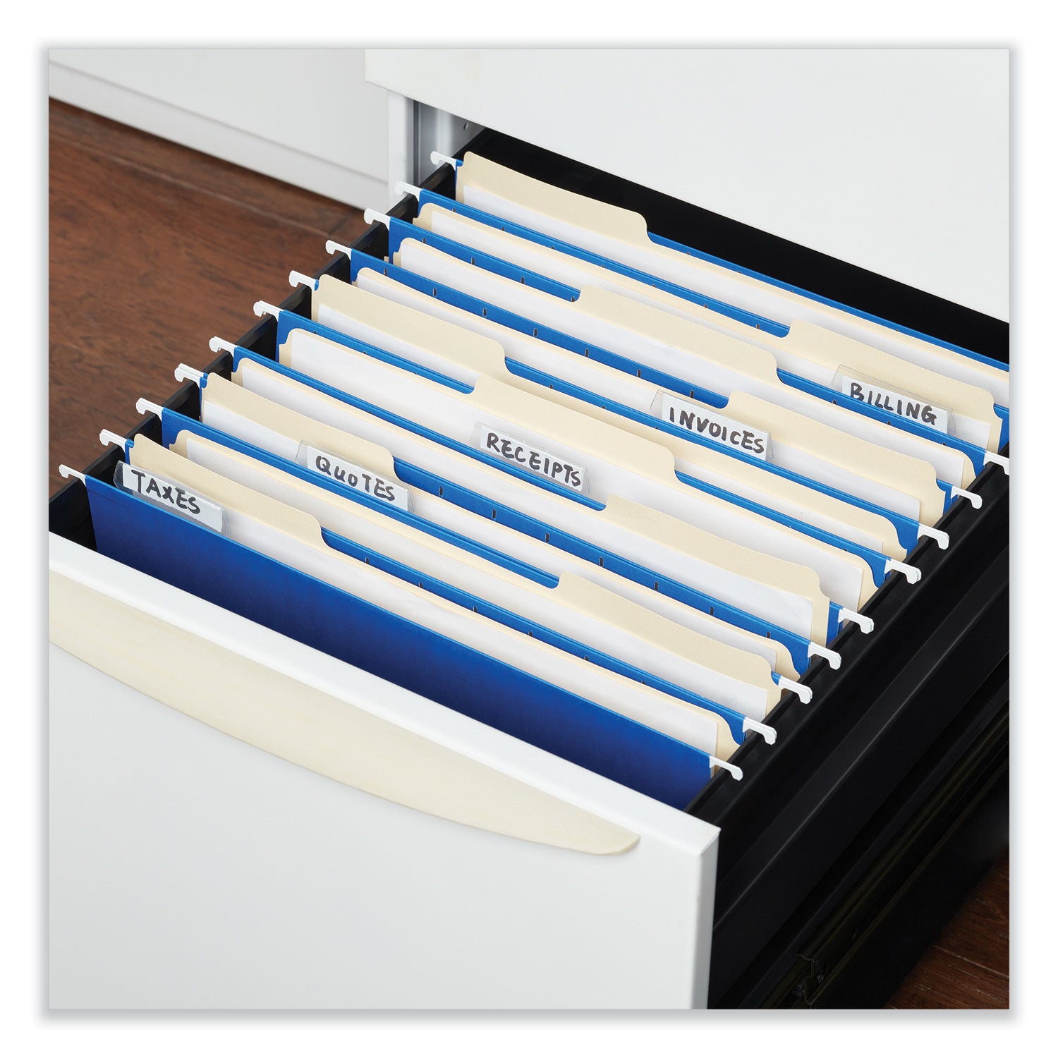 Universal Deluxe Bright Color Hanging File Folders, Letter Size, 1/5-Cut Tabs, Blue, 25/Box (14116)