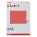 Universal Deluxe Bright Color Hanging File Folders, Letter Size, 1/5-Cut Tabs, Red, 25/Box (14118)