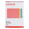 Universal Deluxe Bright Color Hanging File Folders, Letter Size, 1/5-Cut Tabs, Assorted Colors, 25/Box (14121)