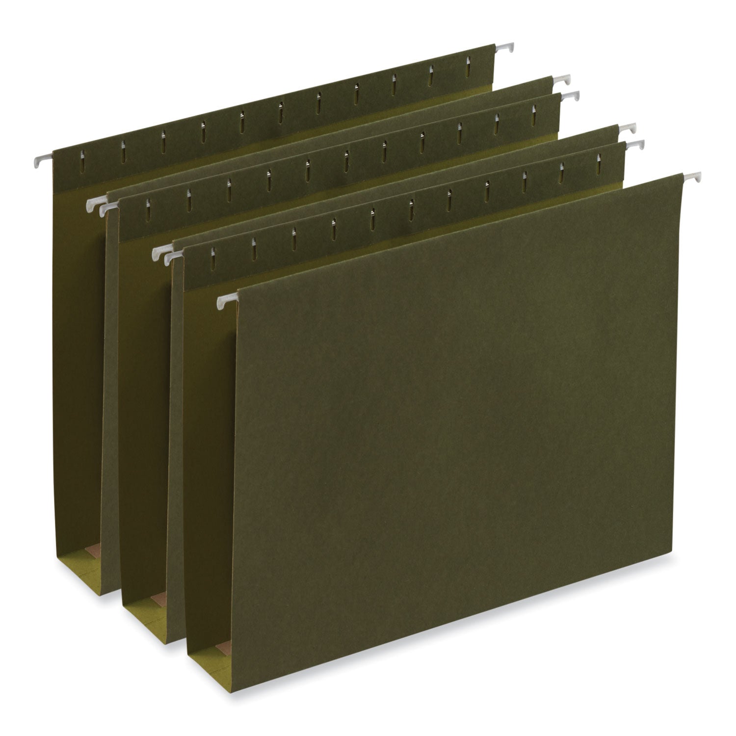 Universal Box Bottom Hanging File Folders, 2" Capacity, Letter Size, 1/5-Cut Tabs, Standard Green, 25/Box (14142)