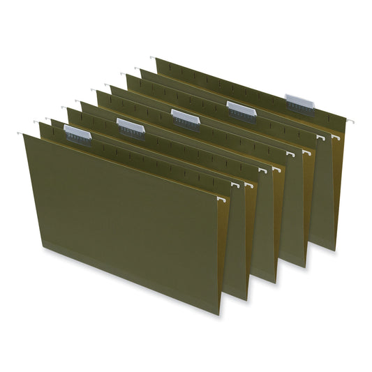 Universal Box Bottom Hanging File Folders, 2" Capacity, Legal Size, 1/5-Cut Tabs, Standard Green, 25/Box (14152)