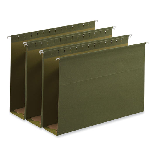 Universal Box Bottom Hanging File Folders, 3" Capacity, Legal Size, 1/5-Cut Tabs, Standard Green, 25/Box (14153)