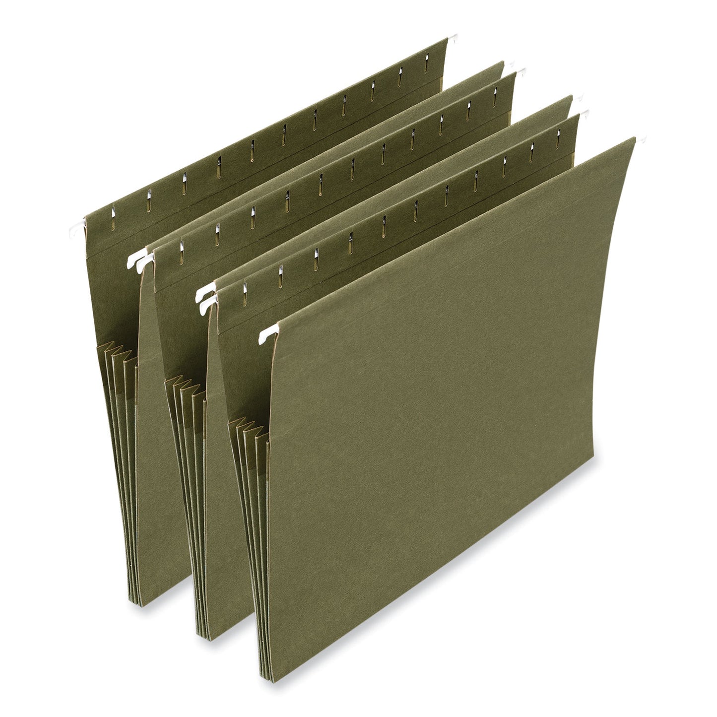 Universal Hanging Box Bottom File Pockets, 1 Section, 3.5" Capacity, Letter Size, Standard Green, 10/Box (14160)