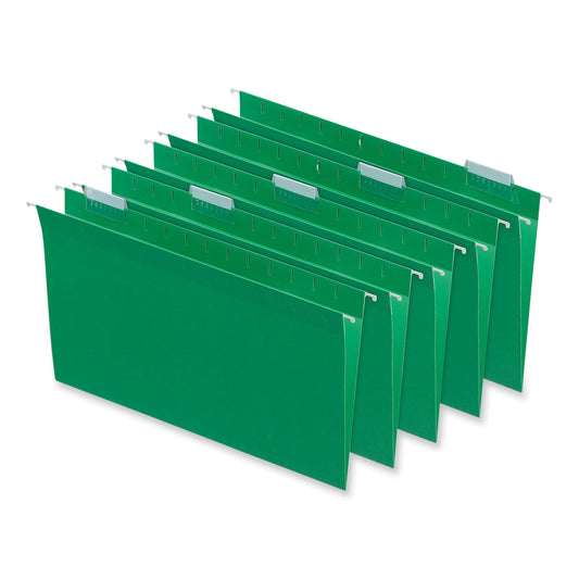 Universal Deluxe Bright Color Hanging File Folders, Legal Size, 1/5-Cut Tabs, Bright Green, 25/Box (14217)