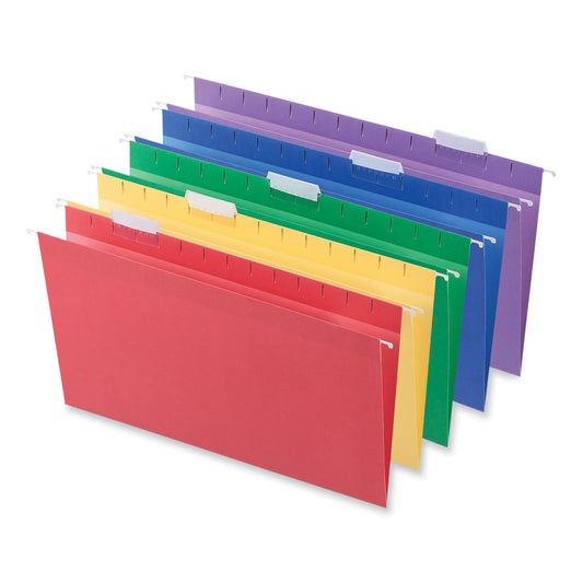 Universal Deluxe Bright Color Hanging File Folders, Legal Size, 1/5-Cut Tabs, Assorted Colors, 25/Box (14221)