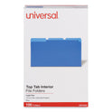 Universal Interior File Folders, 1/3-Cut Tabs: Assorted, Legal Size, 11-pt Stock, Blue, 100/Box (15301)