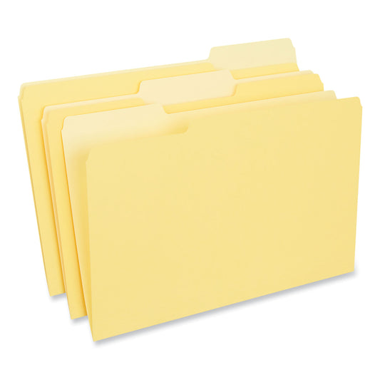 Universal Interior File Folders, 1/3-Cut Tabs: Assorted, Legal Size, 11-pt Stock, Yellow, 100/Box (15304)