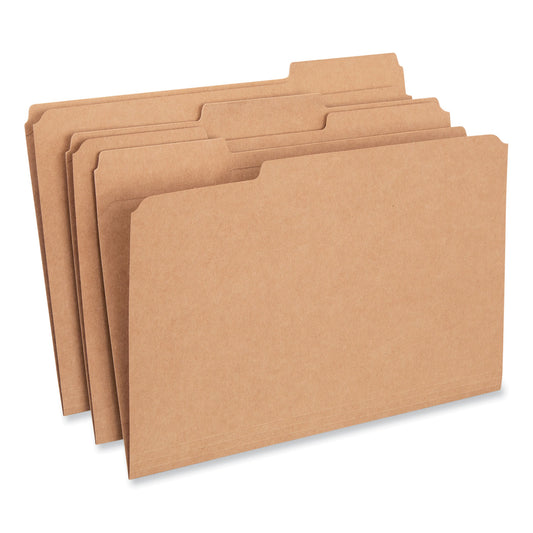 Universal Reinforced Kraft Top Tab File Folders, 1/3-Cut Tabs: Assorted, Legal Size, 0.75" Expansion, Brown, 100/Box (16143)