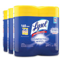 LYSOL Brand Disinfecting Wipes, 1-Ply, 7 x 7.25, Lemon and Lime Blossom, White, 80 Wipes/Canister, 2 Canisters/Pack, 3 Packs/Carton (80296)