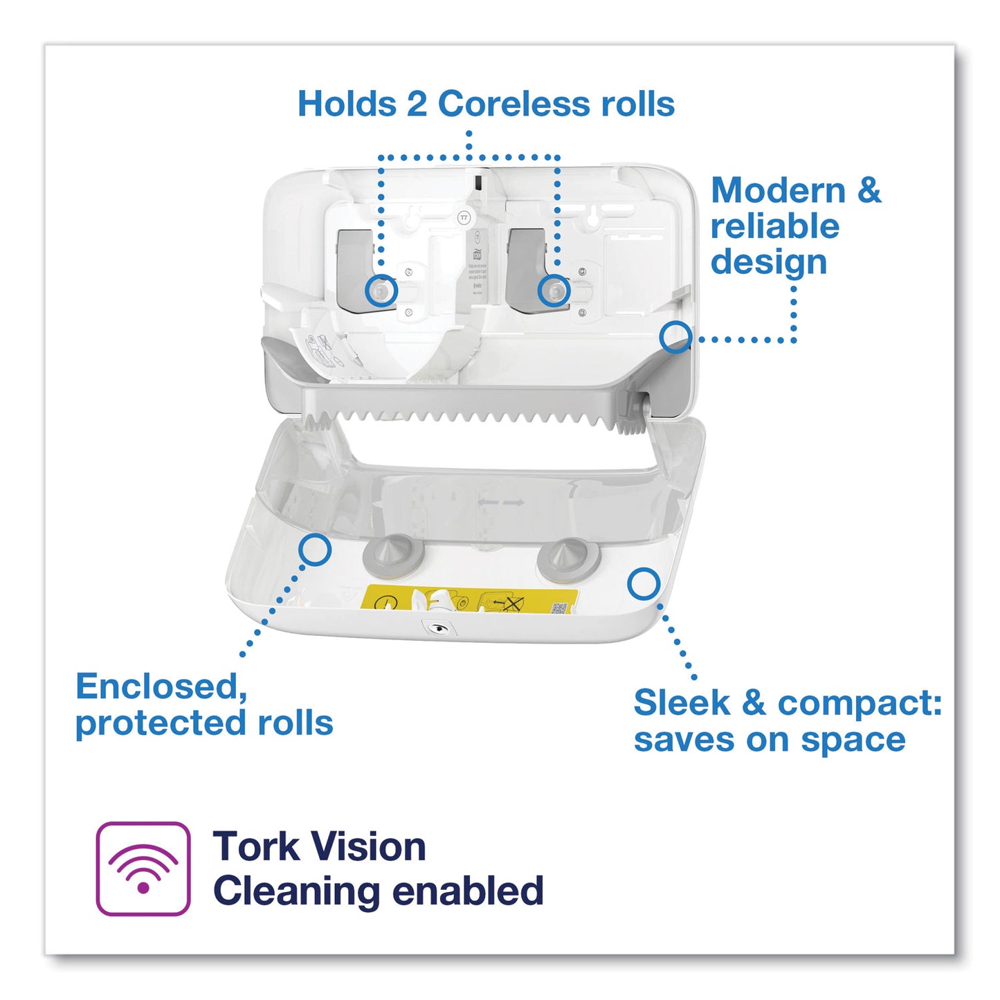 Tork Elevation Coreless High Capacity Bath Tissue Dispenser, 14.17 x 5.08 x 8.23, White (473200)