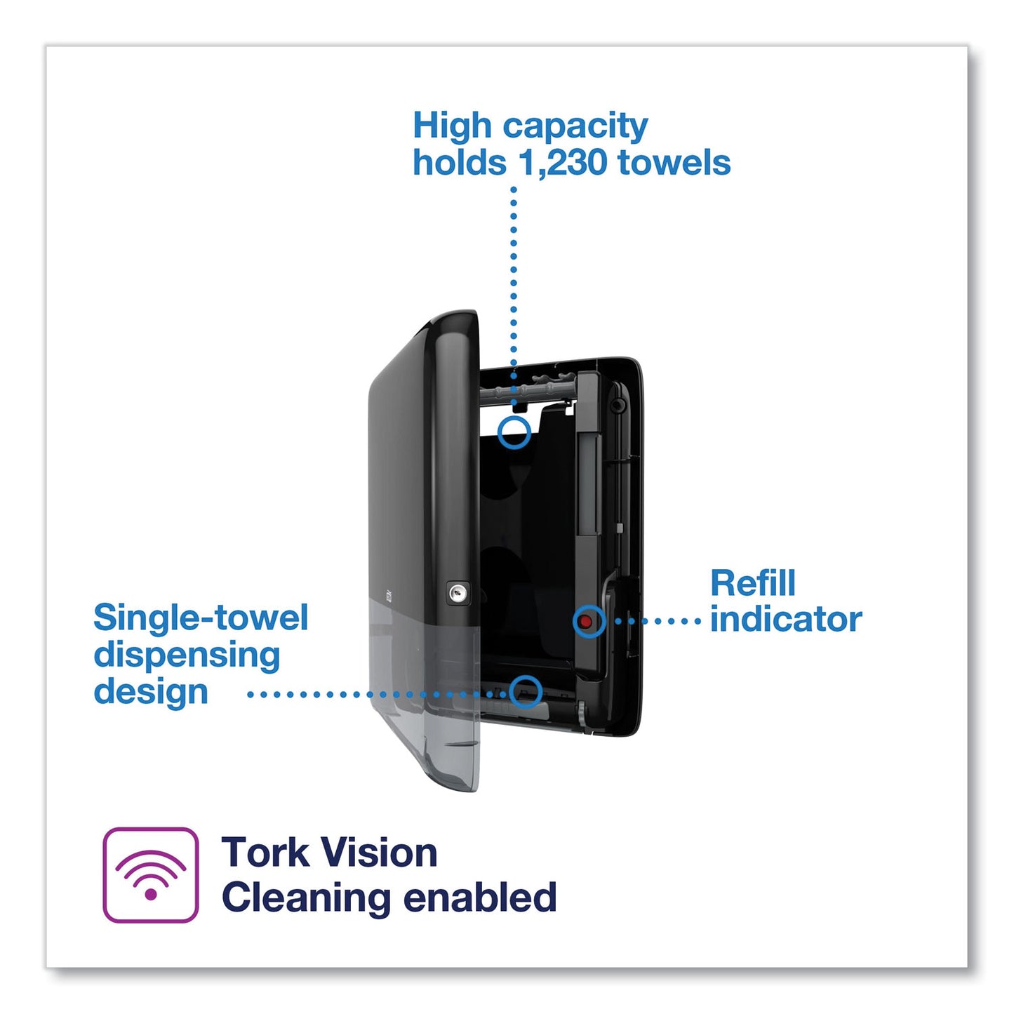 Tork PeakServe Continuous Hand Towel Dispenser, 14.44 x 3.97 x 19.3, Black (552538)