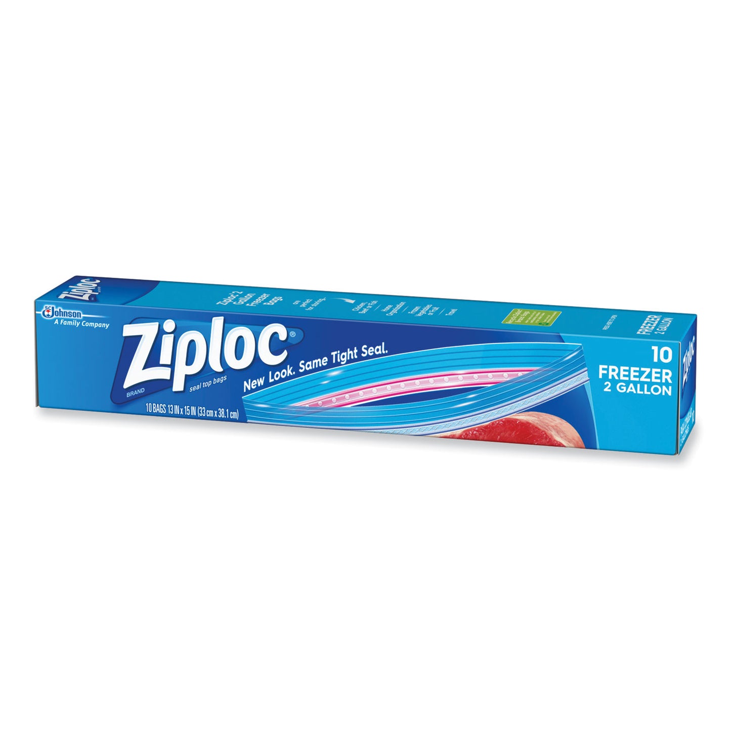 Ziploc Zipper Freezer Bags, 2 gal, 13" x 15", Clear, 10/Box (314446)