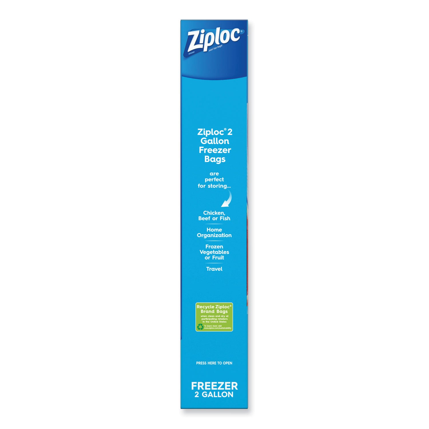 Ziploc Zipper Freezer Bags, 2 gal, 13" x 15", Clear, 10/Box (314446)