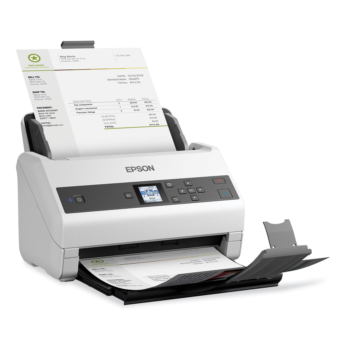 Epson DS-870 Color Workgroup Document Scanner, 600 dpi Optical Resolution, 100-Sheet Duplex Auto Document Feeder (B11B250201)