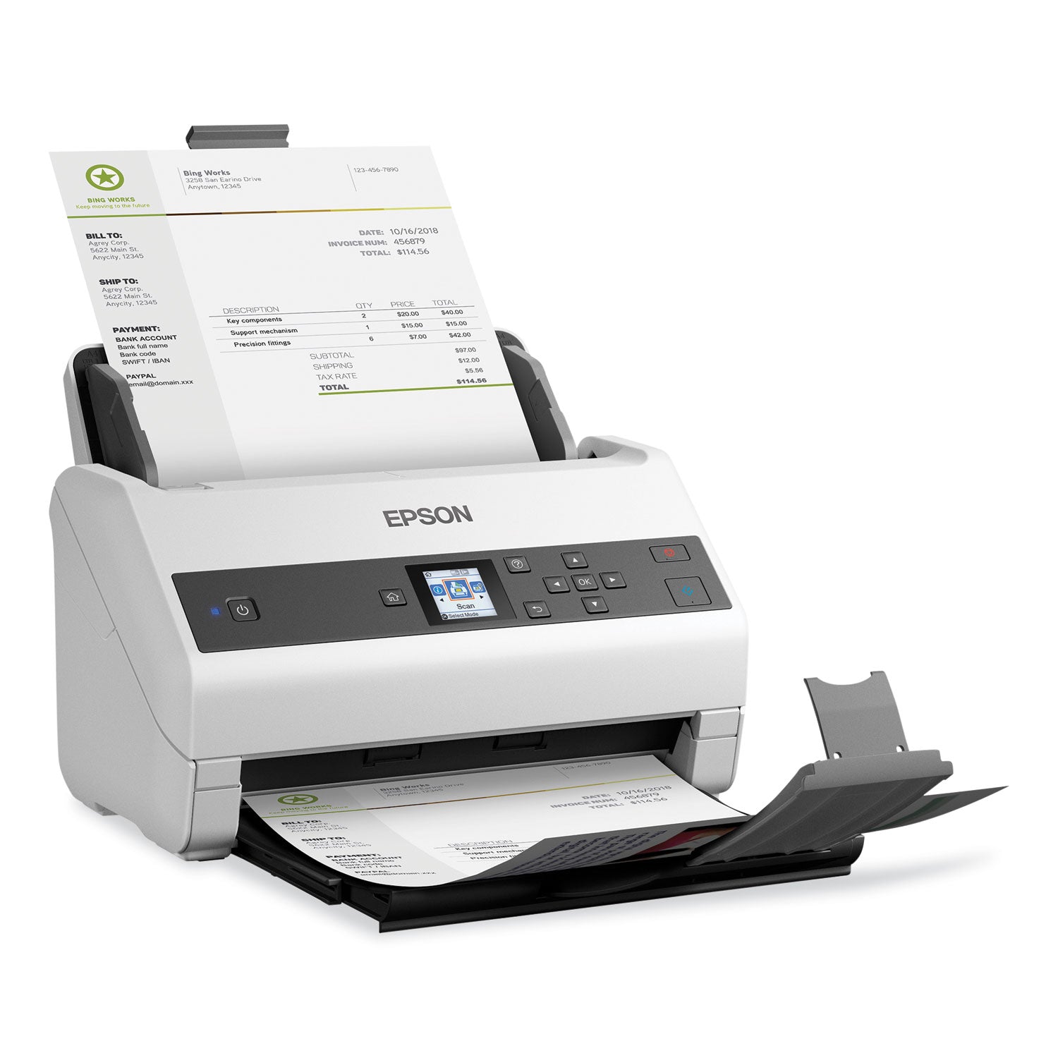 Epson DS-870 Color Workgroup Document Scanner, 600 dpi Optical Resolution, 100-Sheet Duplex Auto Document Feeder (B11B250201)