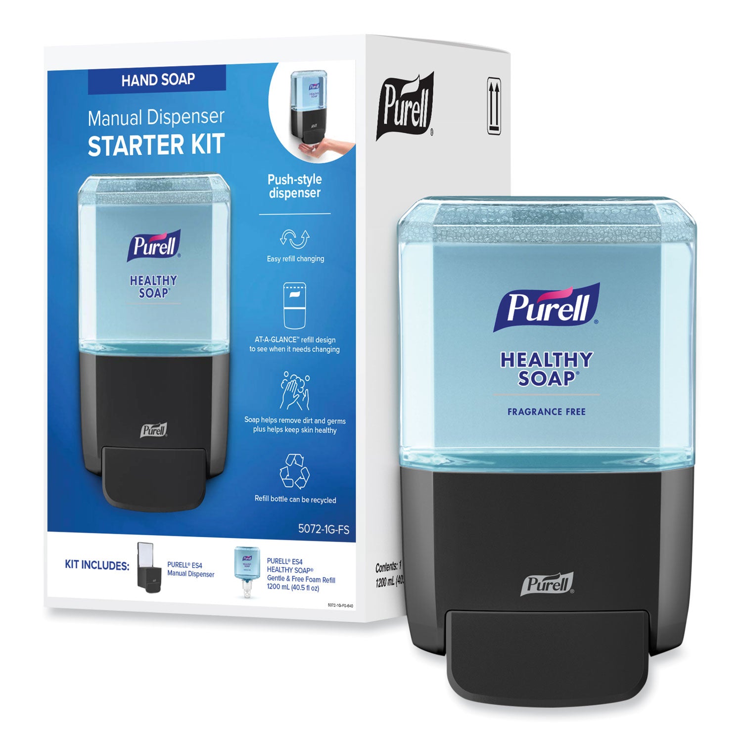 PURELL HEALTHY SOAP Gentle and Free Foam ES4 Starter Kit, 1,200 mL, Graphite (50721GFS)