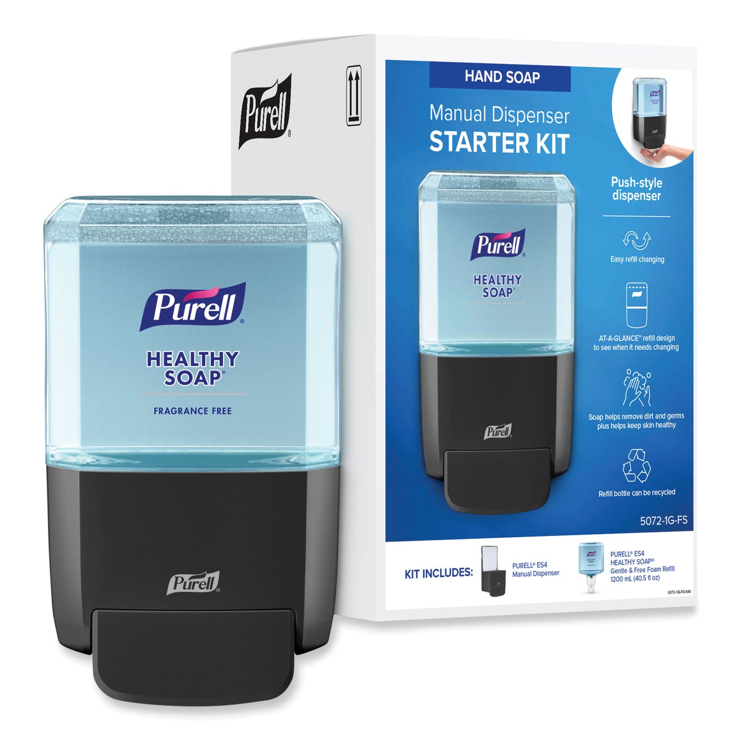 PURELL HEALTHY SOAP Gentle and Free Foam ES4 Starter Kit, 1,200 mL, Graphite (50721GFS)