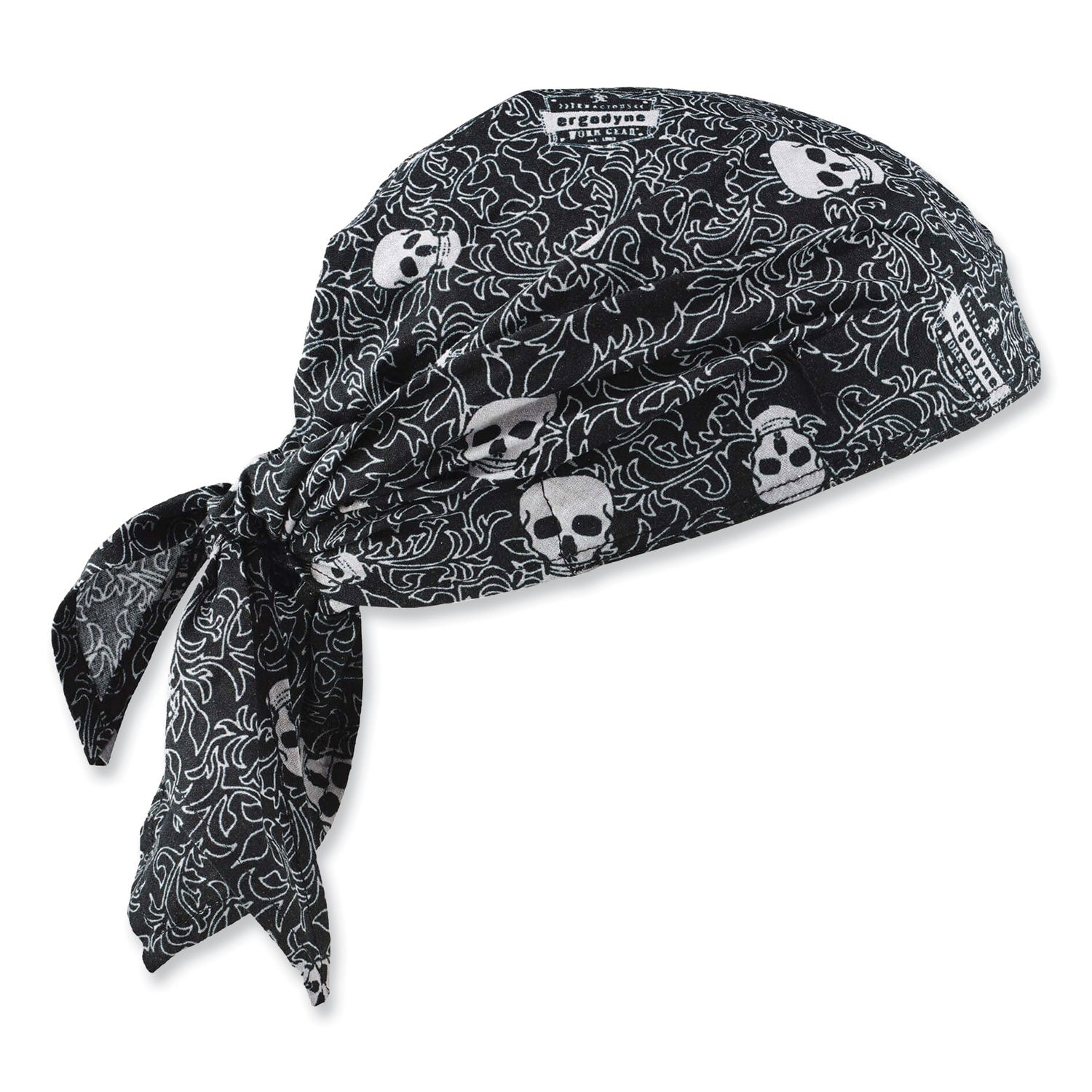 ergodyne Chill-Its 6710CT Cooling PVA Tie Bandana Triangle Hat, One Size Fits Most, Skulls (12589)