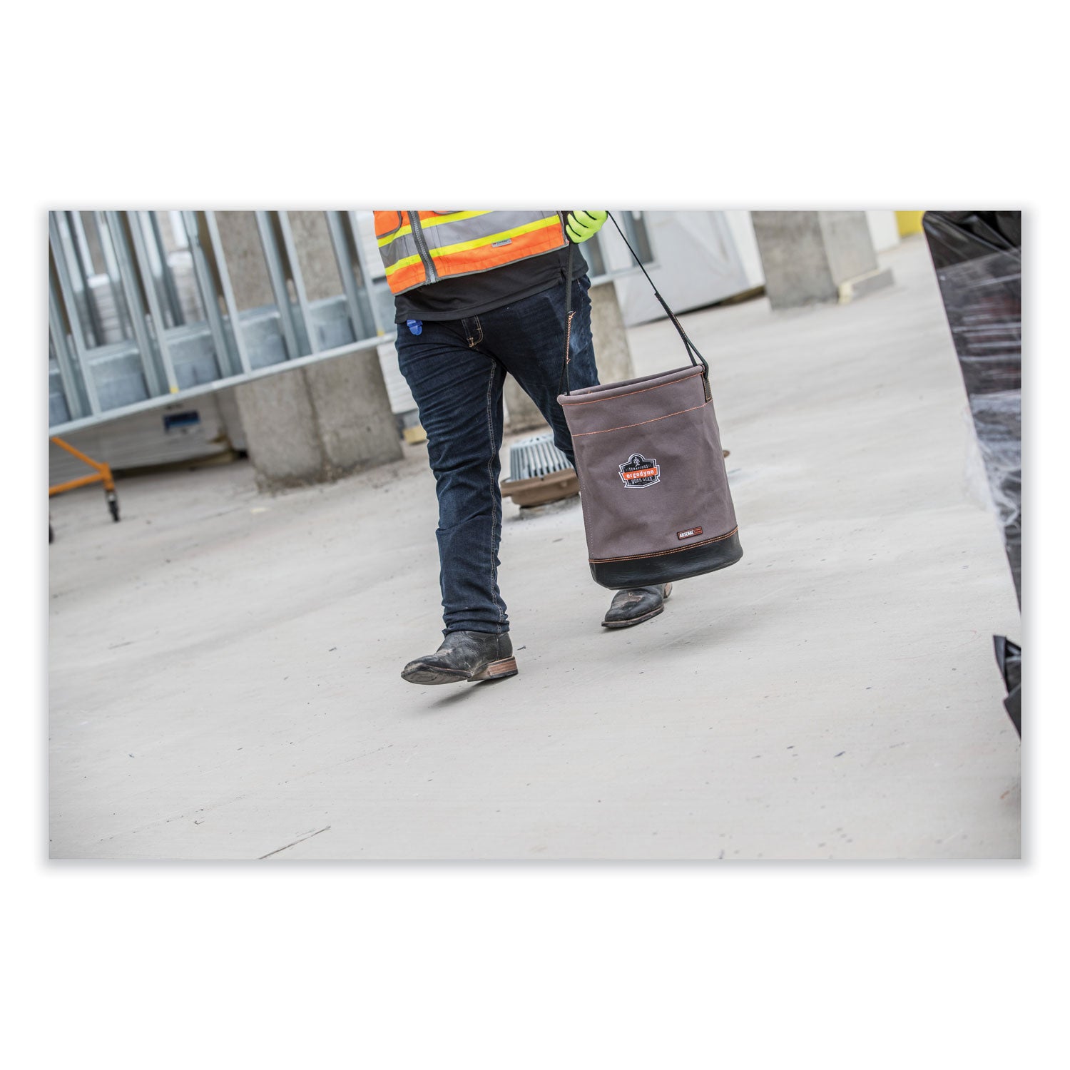 ergodyne Arsenal 5960 Canvas Hoist Bucket with D-Rings, 150 lb, Gray (14960)