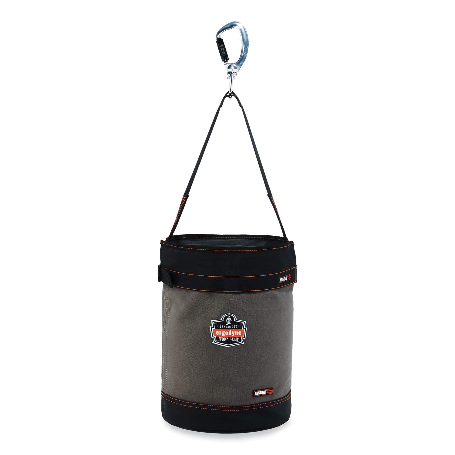 ergodyne Arsenal 5940T Swiveling Carabiner Canvas Hoist Bucket and Top, 150 lb, Gray (14840)