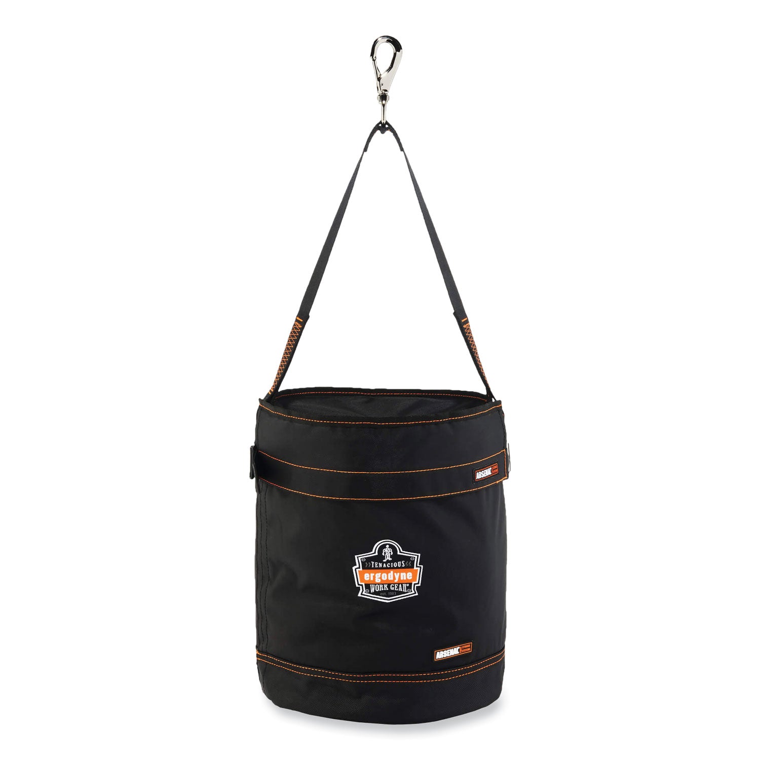 ergodyne Arsenal 5970T Swiveling Hook Nylon Hoist Bucket + Top, 100 lb, Black (14870)