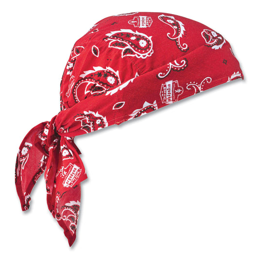 ergodyne Chill-Its 6710 Cooling Embedded Polymers Tie Bandana Triangle Hat, One Size Fit Most, Red Western (12325)