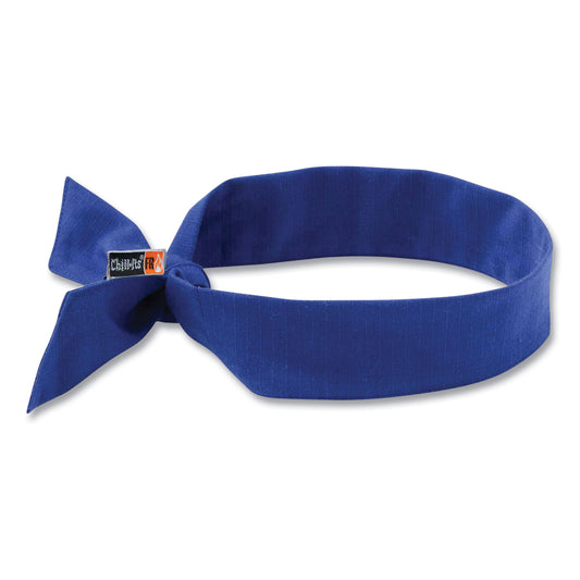 ergodyne Chill-Its 6700FR Fire Resistant Cooling Tie Bandana Headband, One Size Fits Most, Blue (12607)