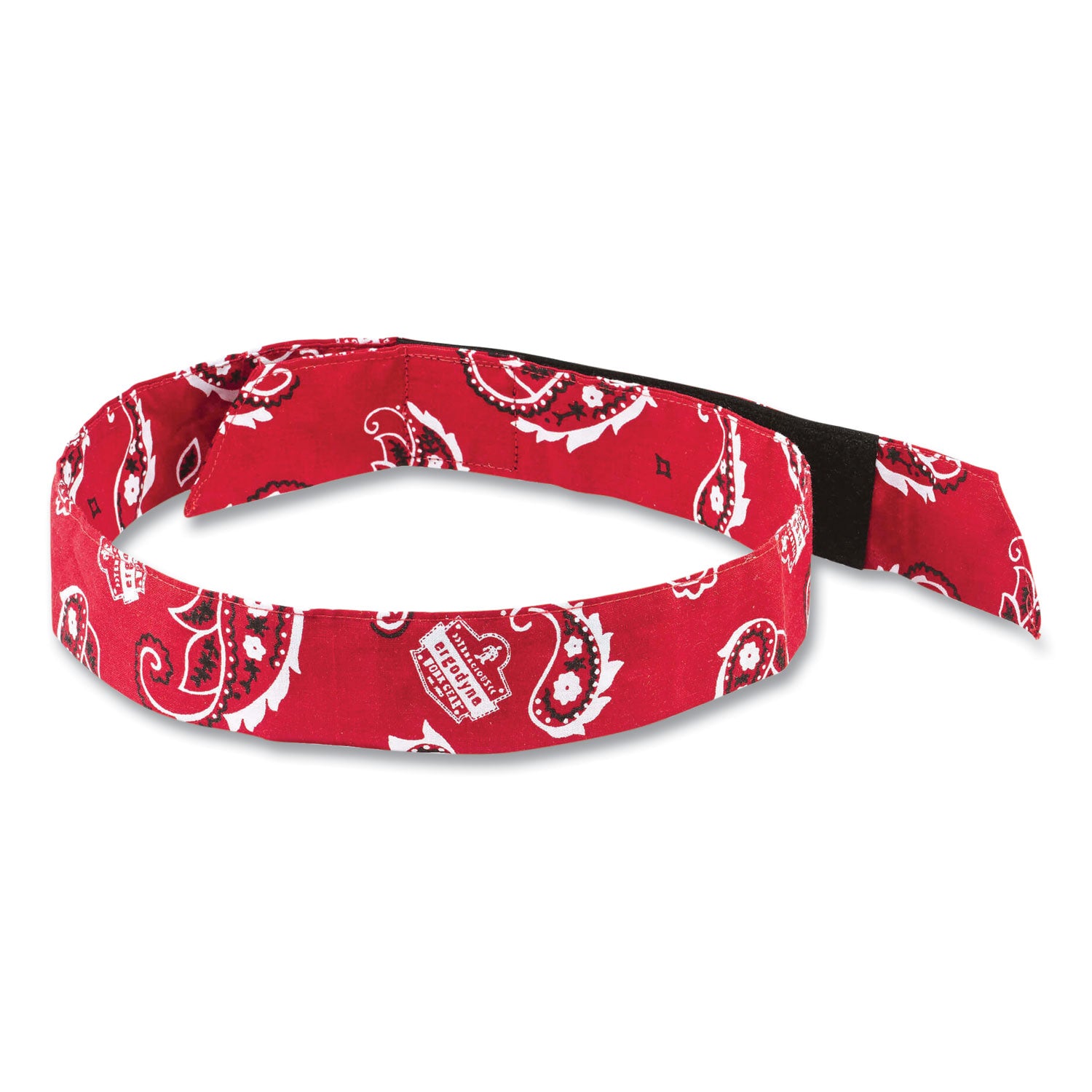 ergodyne Chill-Its 6705 Cooling Embedded Polymers Hook and Loop Bandana Headband, One Size Fits Most, Red Western (12315)