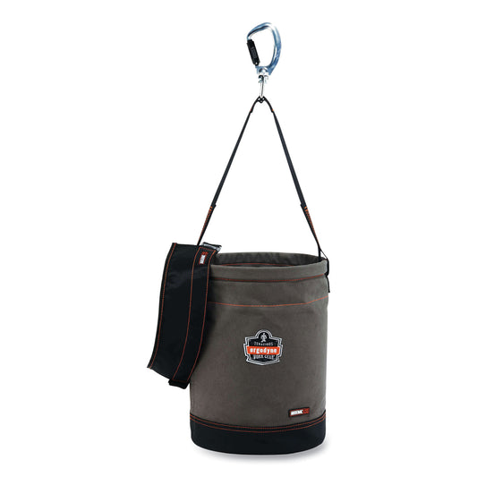 ergodyne Arsenal 5940T Swiveling Carabiner Canvas Hoist Bucket and Top, 150 lb, Gray (14840)