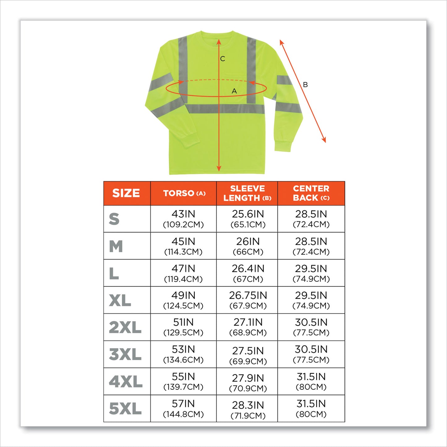 ergodyne GloWear 8391 Class 3 Hi-Vis Long Sleeve Shirt, Polyester, Lime, Small (21702)